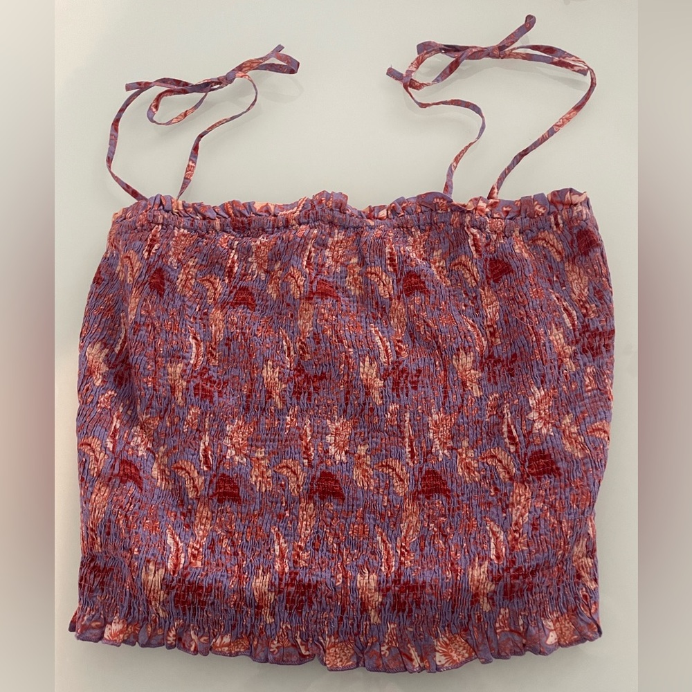 Conditions Apply Smocked Top w/Shoulder Ties Size L